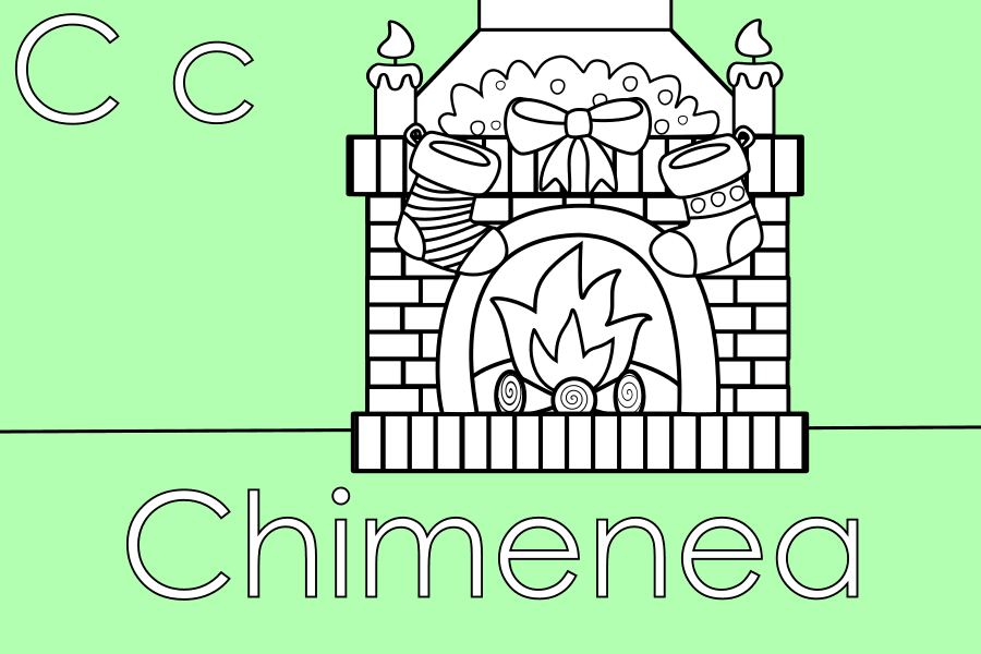 Colorear Chimenea de Navidad