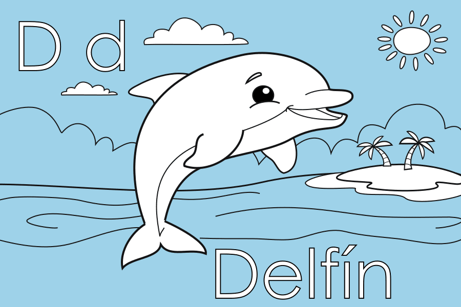Colorea con la letra D de Delfín