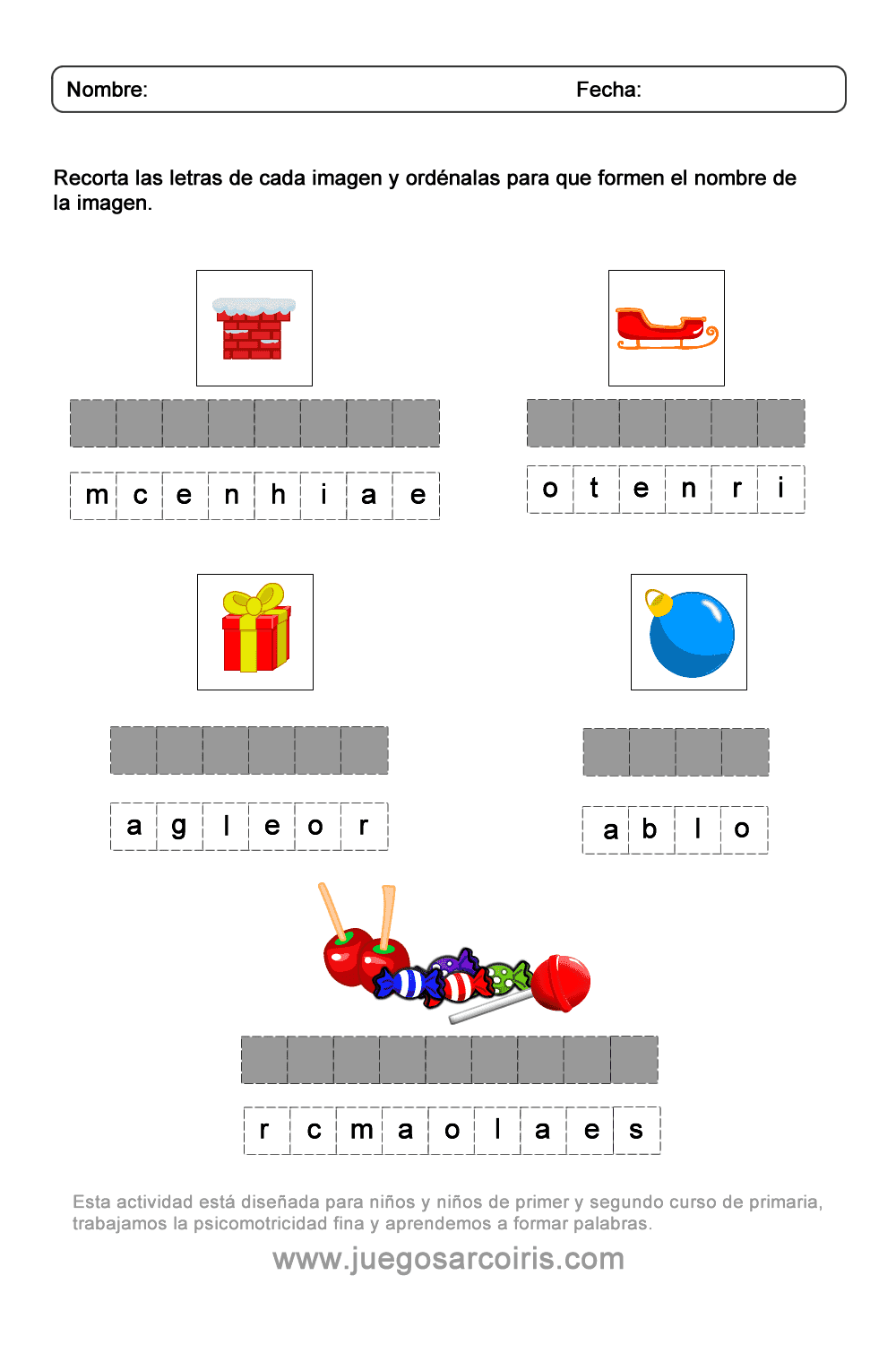 Navidad Ordenar las Letras