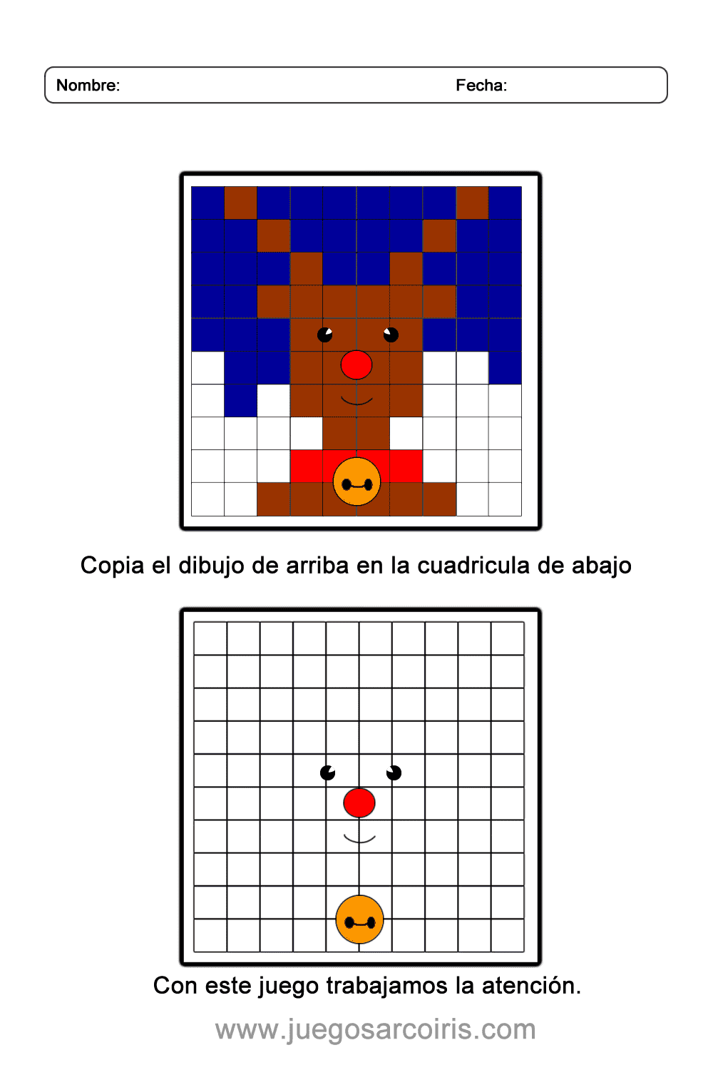 Copia en cuadrícula a Rudolph el Reno, juego de Navidad