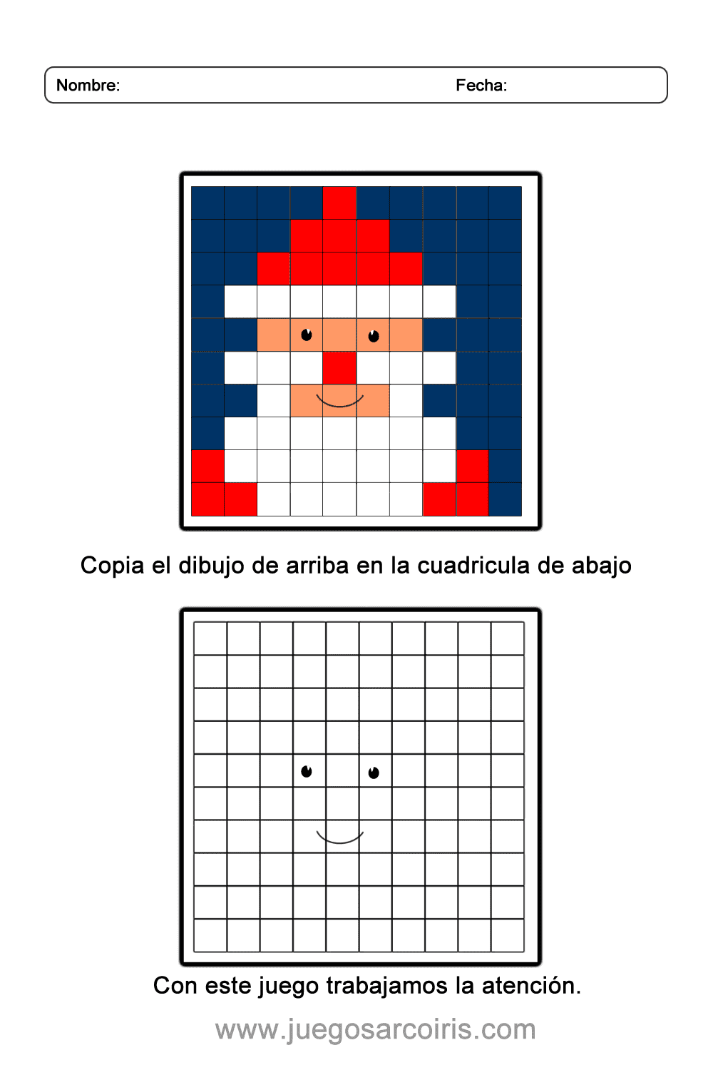 Copia a Santa Claus dibujo en cuadricula