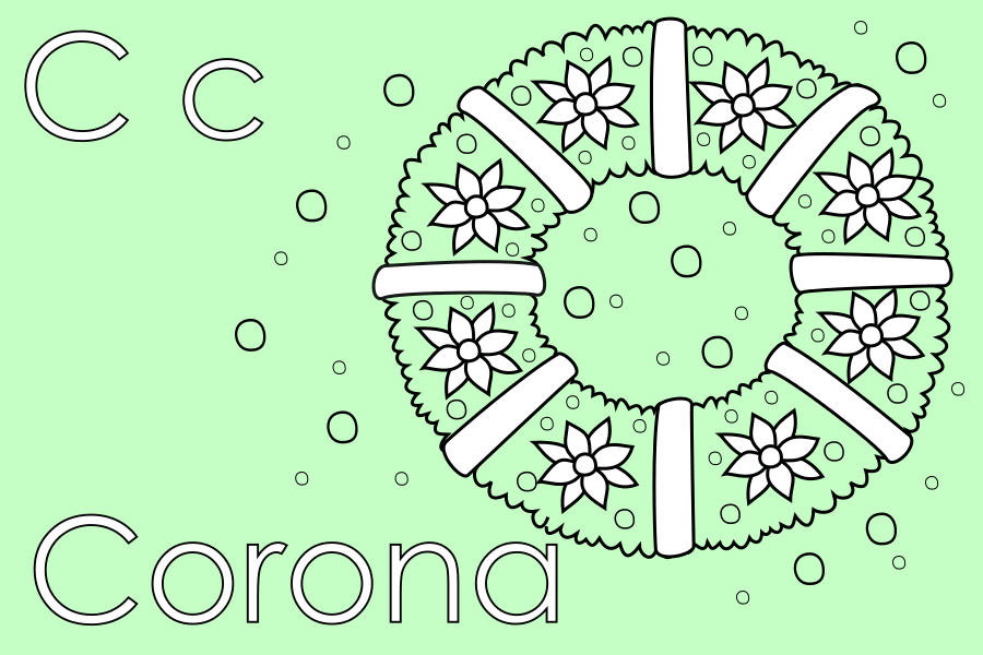 Colorea en Navidad, colorea una corona y aprende la letra C