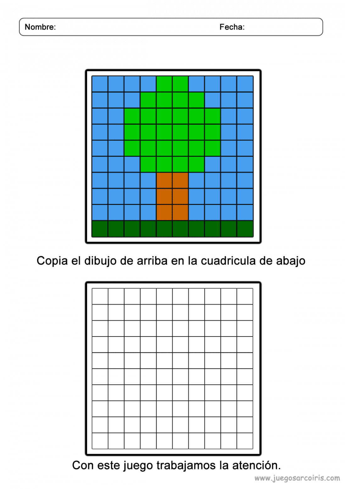 dibujo en cuadricula de un arbol