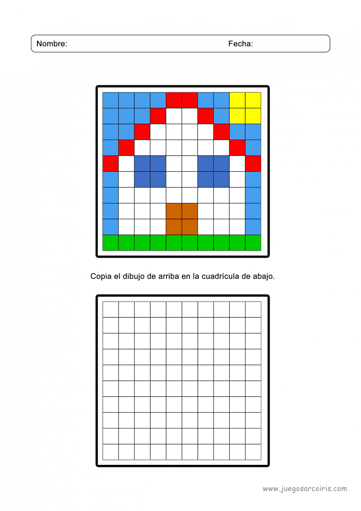 Copia un dibujo en cuadricula de una casa