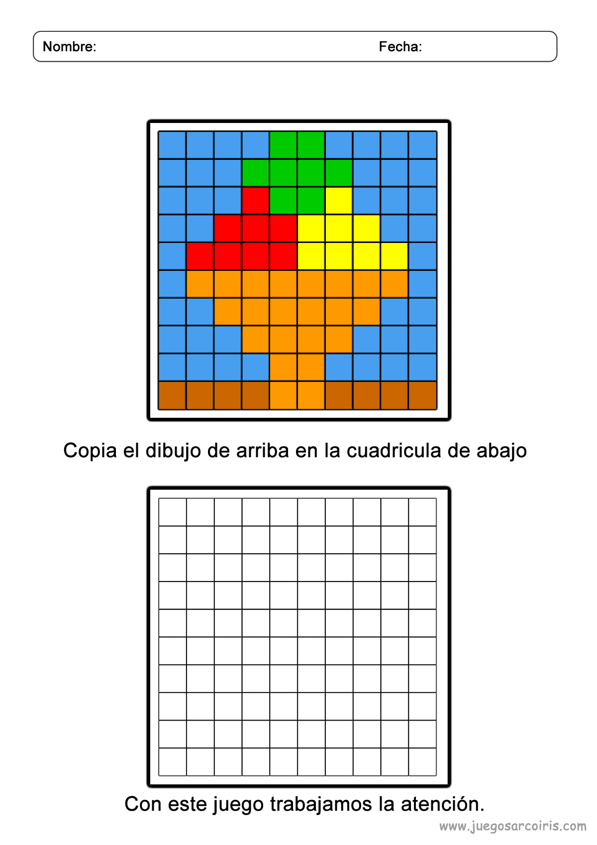 dibujo en cuadricula de un helado, actividad de Verano