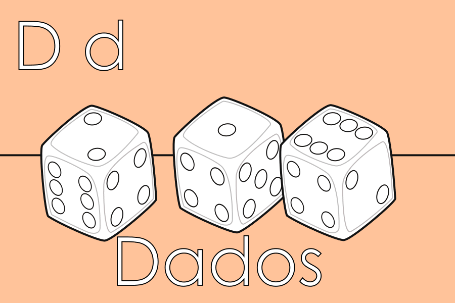 Colorea con la letra D de Dados