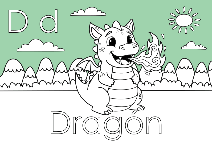 Colorea con la letra D de Dragón