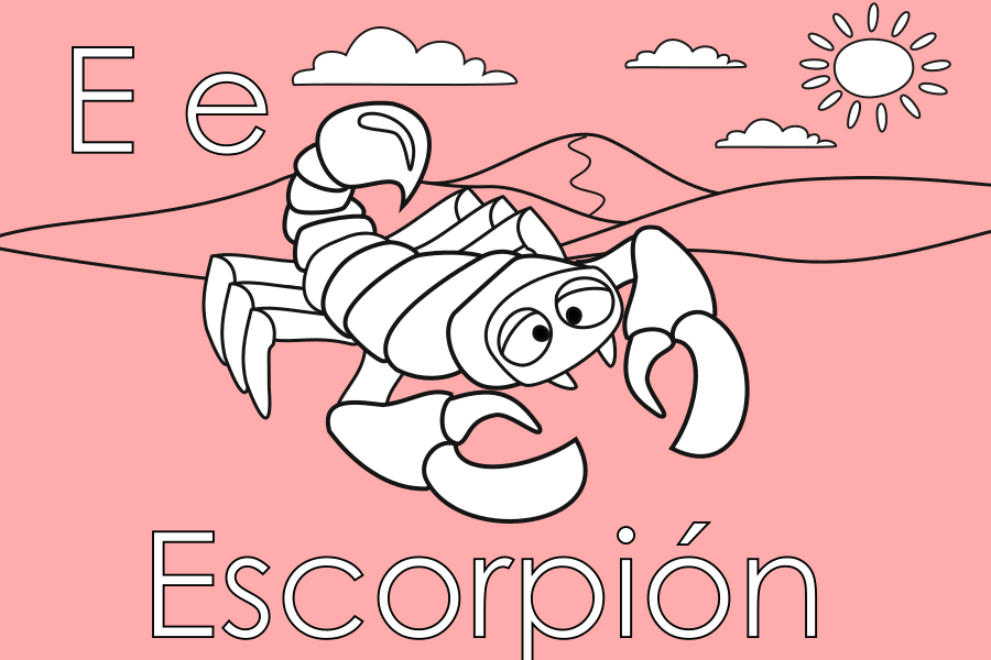Colorea con la letra E de escorpión