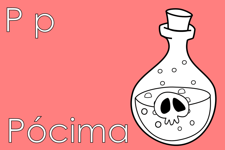 Colorea en Halloween, colorea una pócima y aprende la letra P